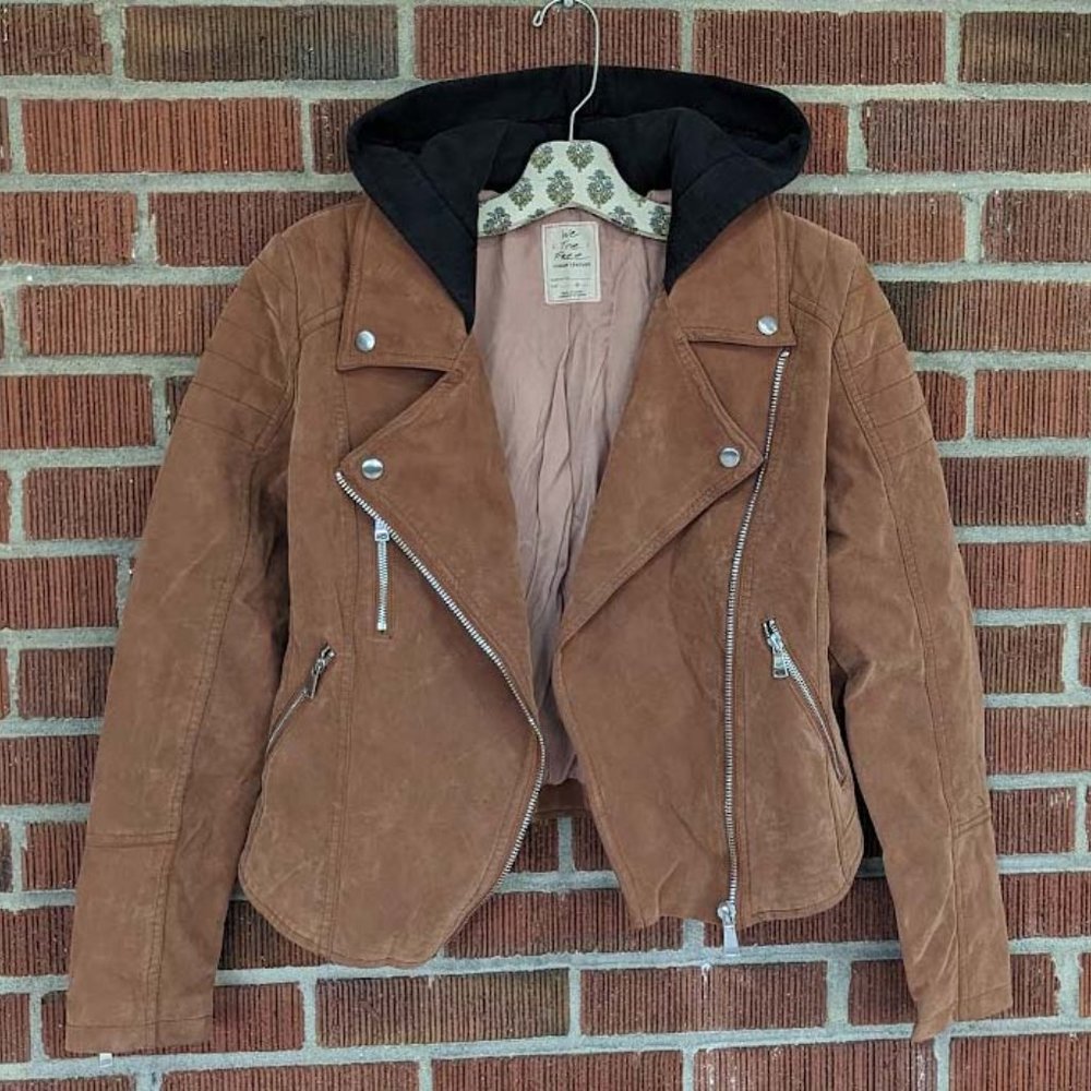 Free People Suede Moto Jacket in Saddle Brown - Picture 7 of 11